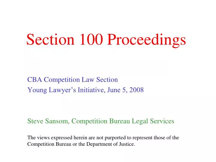 section 100 proceedings