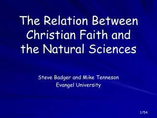 The Relation Between Christian Faith and the Natural Sciences