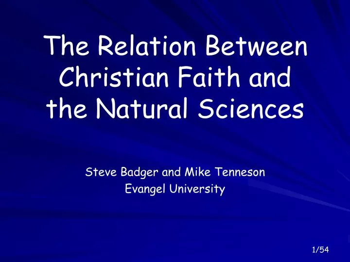 the relation between christian faith and the natural sciences