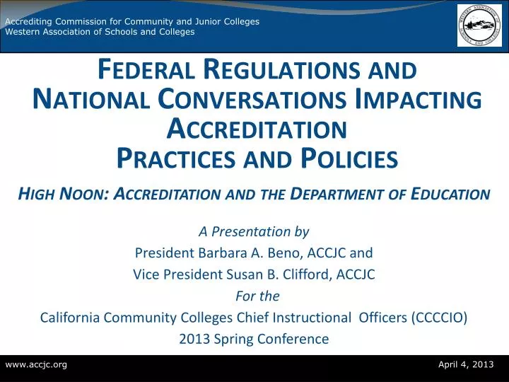 federal regulations and national conversations impacting accreditation practices and policies