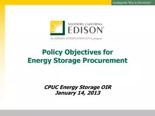 Policy Objectives for Energy Storage Procurement