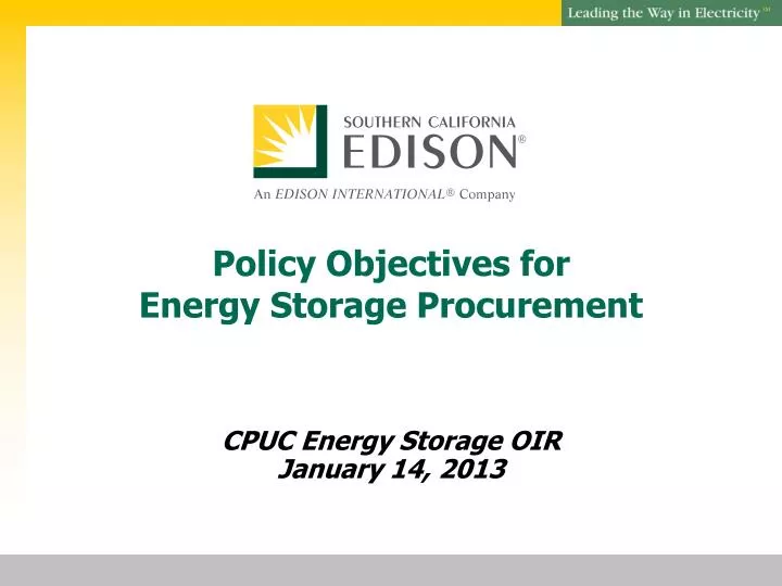 policy objectives for energy storage procurement