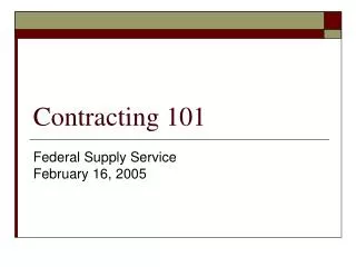 Contracting 101