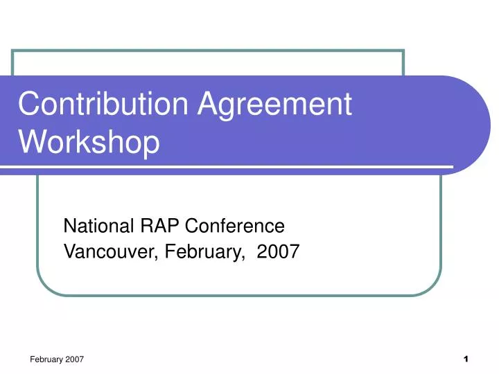 contribution agreement workshop