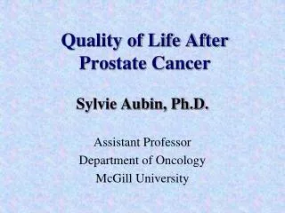 Quality of Life After Prostate Cancer