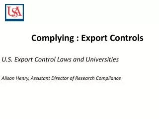Complying : Export Controls