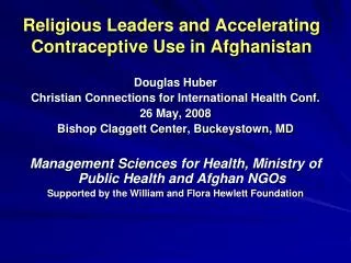 Religious Leaders and Accelerating Contraceptive Use in Afghanistan