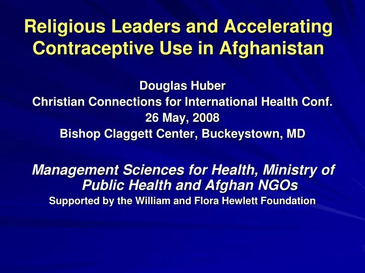 religious leaders and accelerating contraceptive use in afghanistan