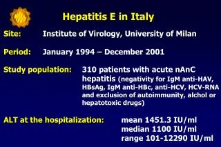 Hepatitis E in Italy