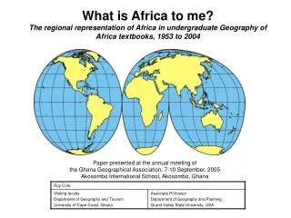 What is Africa to me? The regional representation of Africa in undergraduate Geography of Africa textbooks, 1953 to 2004