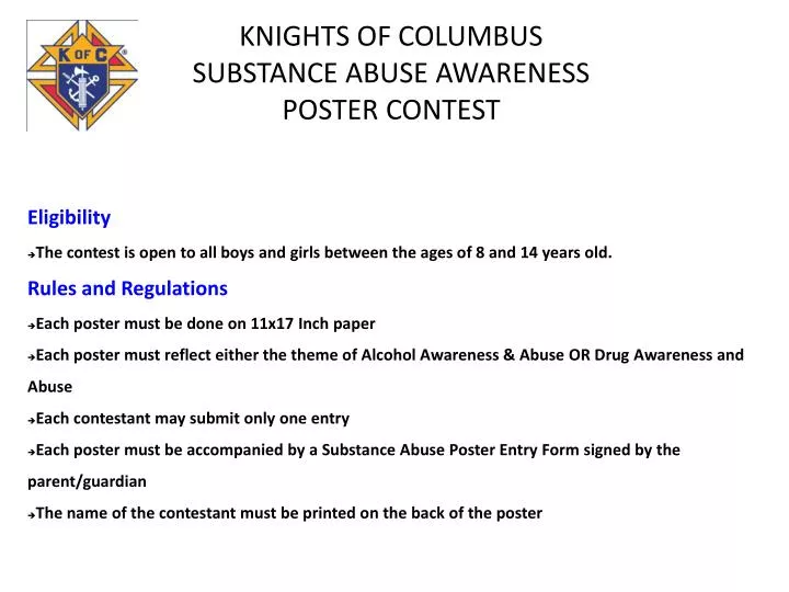 knights of columbus substance abuse awareness poster contest