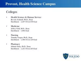 Provost, Health Science Campus