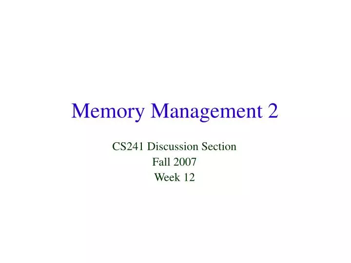 memory management 2