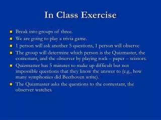 In Class Exercise