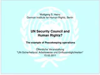 Wolfgang S. Heinz German Institute for Human Rights, Berlin