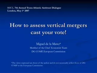 How to assess vertical mergers cast your vote!