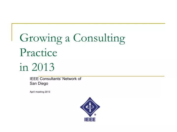 growing a consulting practice in 2013