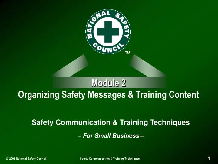 module 2 organizing safety messages training content