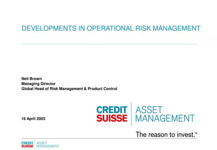 developments in operational risk management