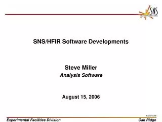 SNS/HFIR Software Developments