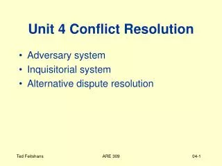 Unit 4 Conflict Resolution