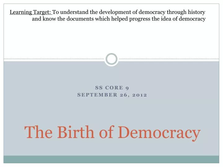 the birth of democracy