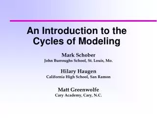 An Introduction to the Cycles of Modeling