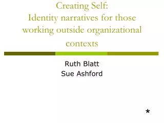 Creating Self: Identity narratives for those working outside organizational contexts