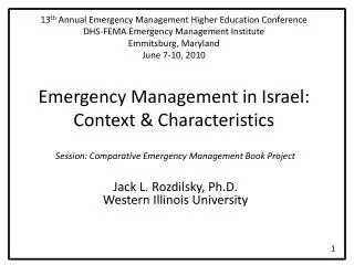 Session: Comparative Emergency Management Book Project