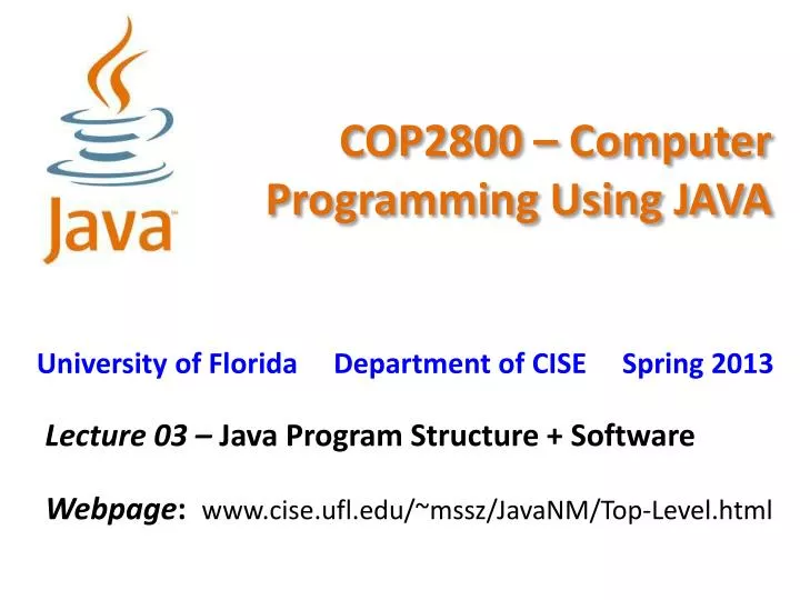 cop2800 computer programming using java