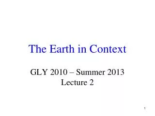 The Earth in Context
