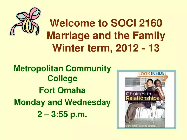 welcome to soci 2160 marriage and the family winter term 2012 13