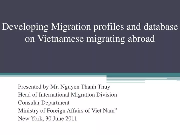 developing migration profiles and database on vietnamese migrating abroad