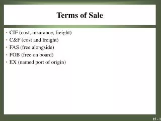 Terms of Sale