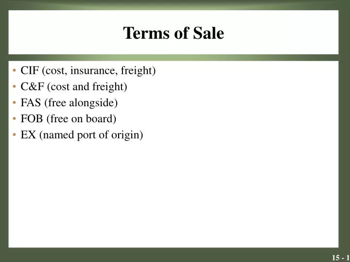 terms of sale