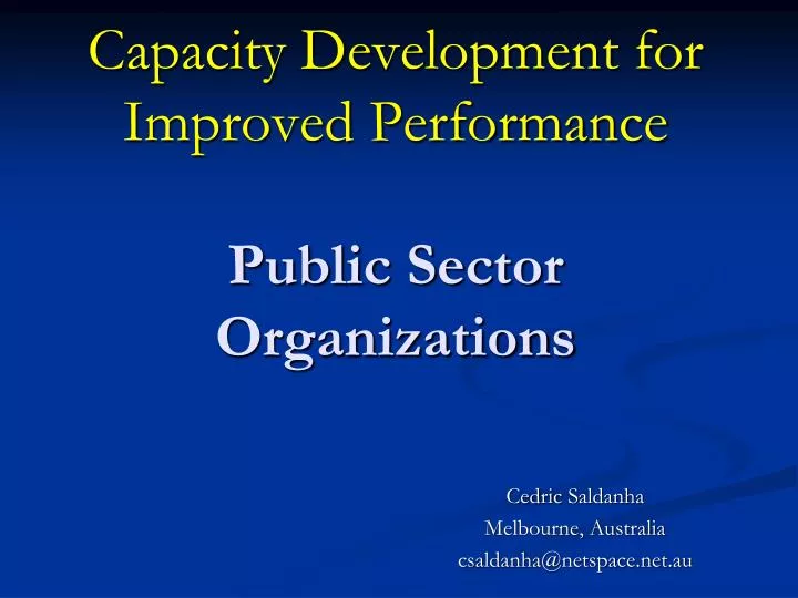 capacity development for improved performance public sector organizations