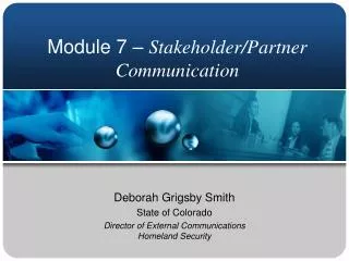 Module 7 – Stakeholder/Partner Communication