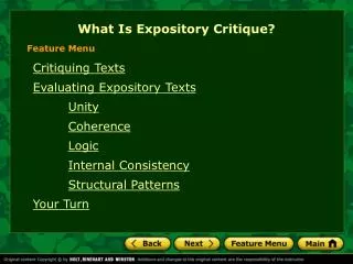 What Is Expository Critique?