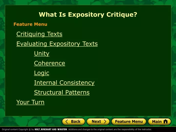 what is expository critique