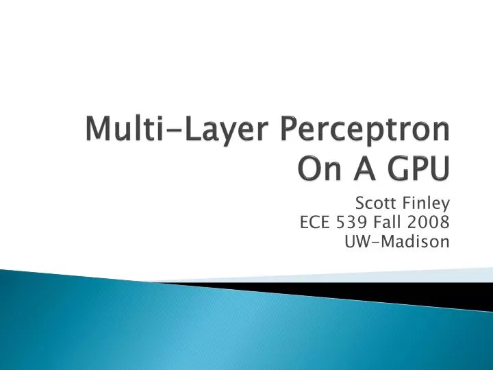 multi layer perceptron on a gpu