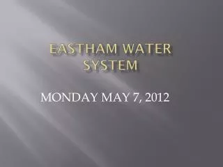 EASTHAM WATER SYSTEM