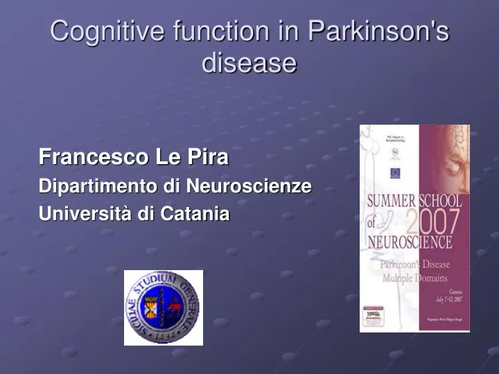 cognitive function in parkinson s disease
