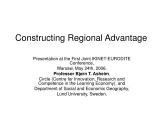 Constructing Regional Advantage