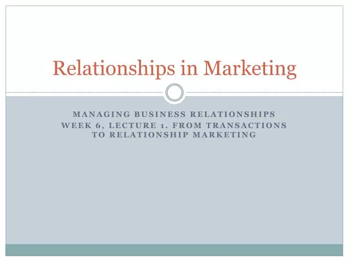 relationships in marketing