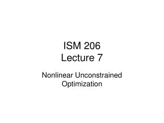 ISM 206 Lecture 7