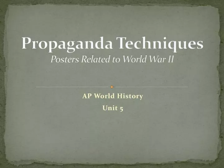 propaganda techniques posters related to world war ii