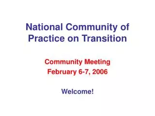 National Community of Practice on Transition