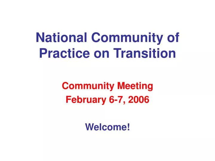 national community of practice on transition