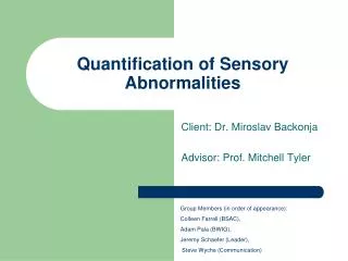 Quantification of Sensory Abnormalities