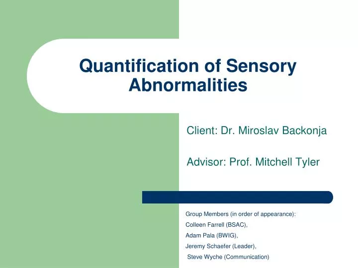 quantification of sensory abnormalities